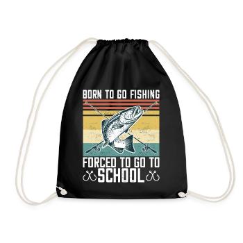 Born To Go Fishing Bass Fish Fisherman Boys - Drawstring Bag - black - Front