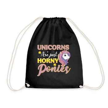 Einhörner Sind Nur Geile Ponys - Turnbeutel - Schwarz - Vorne