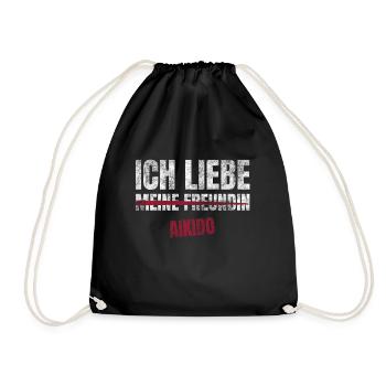 Aikido Ich Liebe Zeitvertreib Hobby - Turnbeutel - Schwarz - Vorne