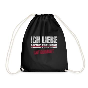Antiquariat Ich Liebe Zeitvertreib Hobby - Turnbeutel - Schwarz - Vorne