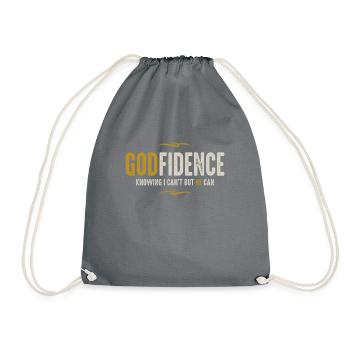 Faith-Inspired - Godfidence I Can't He Can - Drawstring Bag - grey - Front