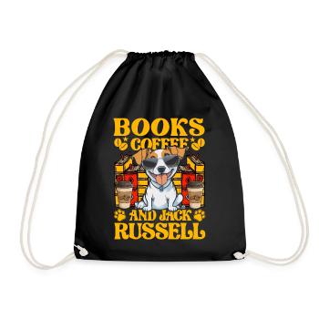 Books Coffee and Jack Russell - Turnbeutel - Schwarz - Vorne