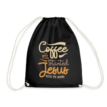 Spiritual Brew - Coffee Gets Me Started Jesus Keep - Drawstring Bag - black - Front