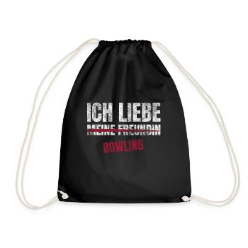 Bowling Ich Liebe Zeitvertreib Hobby - Turnbeutel - Schwarz - Vorne