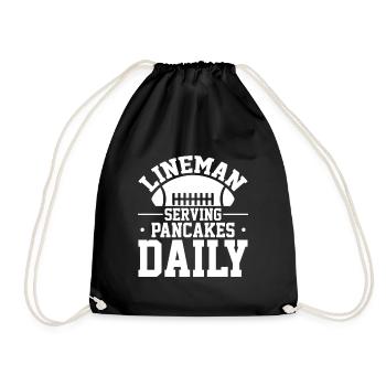Lineman serves pancakes daily - Drawstring Bag - black - Front