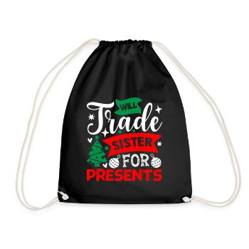 Tausche Schwester Gegen Geschenk - Turnbeutel - Schwarz - Vorne