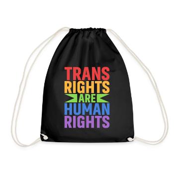 Trans rights are human rights - Drawstring Bag - black - Front