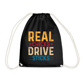 Real Chicks Ride Sticks - Drawstring Bag - black - Front