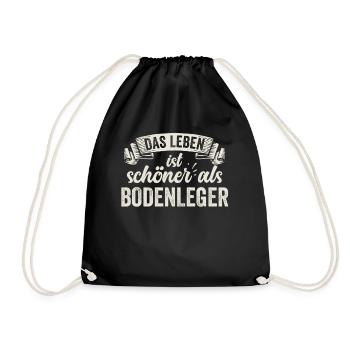 Bodenleger Fußbodenbelag Parkett Laminat Teppich - Turnbeutel - Schwarz - Vorne