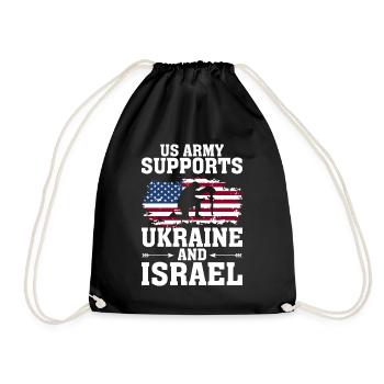 U.S. Army Supports Ukraine and Israel - Drawstring Bag - black - Front