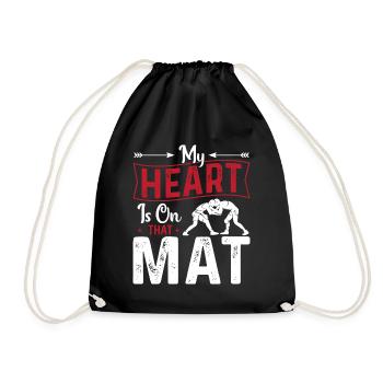 My heart is on this mat - Drawstring Bag - black - Front