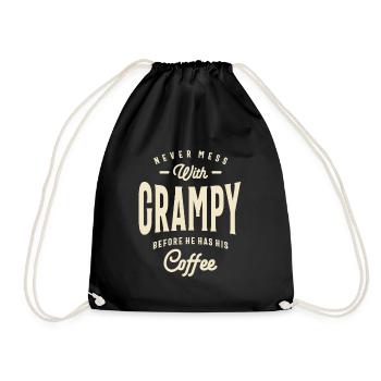 Grampy's Coffee Time Warning - Dad Grandpa - Drawstring Bag - black - Front