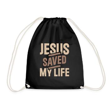 Jesus Saved My Life Inspirational Christian Quote - Drawstring Bag - black - Front