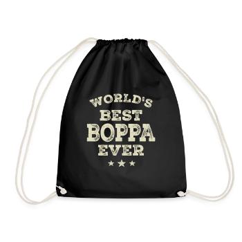 World's Best Boppa Ever Funny Grandpa - Drawstring Bag - black - Front