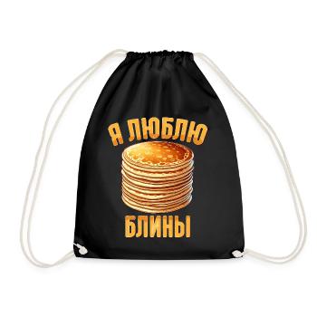 Ich liebe Blini russische Pfannkuchen Russland - Turnbeutel - Schwarz - Vorne