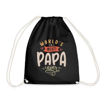 World's Best Papa Ever Funny Grandpa - Drawstring Bag - black - Front