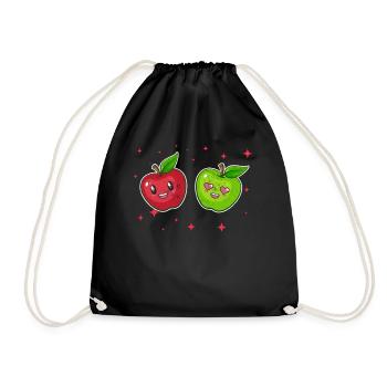 Cute Apple Couple Hugging Apple Fruits Lovers - Turnbeutel - Schwarz - Vorne