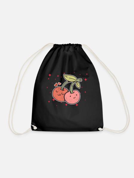Cute Cherry Couple Hugging Cherry Lovers - Turnbeutel - Schwarz