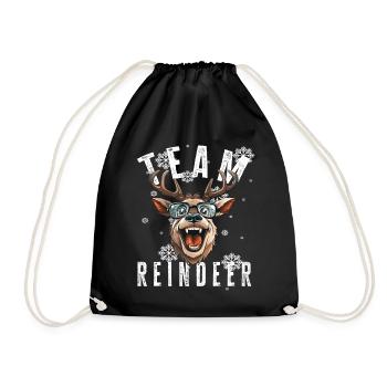 Christmas Motif Reindeer Xmas Team Reindeer - Drawstring Bag - black - Front