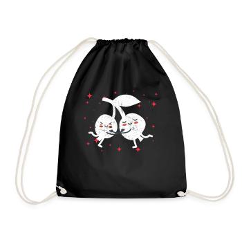 Cute Cranberry Couple Hugging Cranberry Fruits - Turnbeutel - Schwarz - Vorne