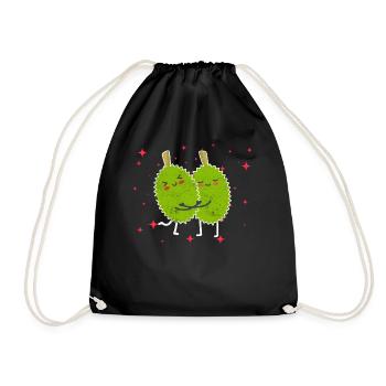 Cute Durian Couple Hugging Durian Fruits - Turnbeutel - Schwarz - Vorne