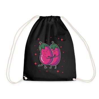 Cute Eggplant Couple Hugging Eggplant Fruit - Turnbeutel - Schwarz - Vorne