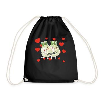 Cute Fennel Couple Hugging Fennel Fruits - Turnbeutel - Schwarz - Vorne