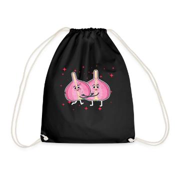 Cute Garlic Couple Hugging Garlic Lovers - Turnbeutel - Schwarz - Vorne