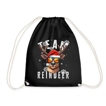Christmas Motif Reindeer Xmas Team Reindeer - Drawstring Bag - black - Front