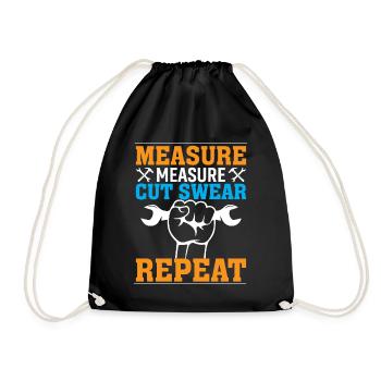 mesurer, mesurer, couper, jurer, répéter - Sac de sport léger - noir - Devant