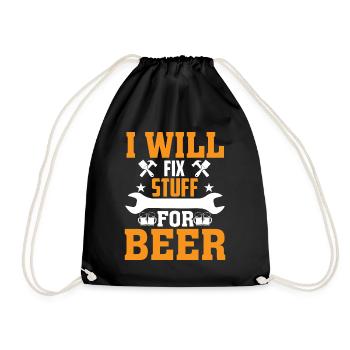 Ich Repariere Sachen Für Bier - Turnbeutel - Schwarz - Vorne