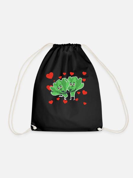 Cute Lettuce Couple Hugging Lettuce Salad Lovers - Turnbeutel - Schwarz