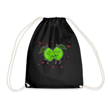 Cute Lime Couple Hugging Lime Citrus Lovers - Turnbeutel - Schwarz - Vorne