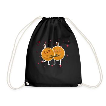 Cute Longan Couple Hugging Longan Fruit Lovers - Turnbeutel - Schwarz - Vorne