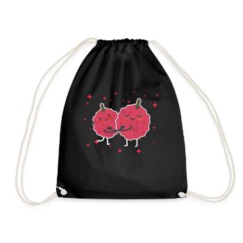 Cute Lychee Couple Hugging Lychee Fruit Lovers - Turnbeutel - Schwarz - Vorne