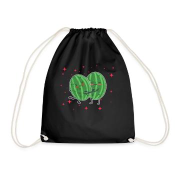 Cute Melon Couple Hugging Melon Fruit Lovers - Turnbeutel - Schwarz - Vorne