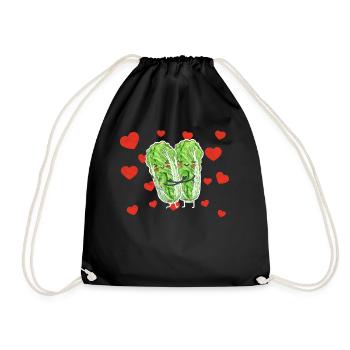 Cute Napa Cabbage Couple Hugging Fruits Lovers - Turnbeutel - Schwarz - Vorne