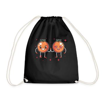 Cute Orange Couple Hugging Orange Fruit Lovers - Turnbeutel - Schwarz - Vorne