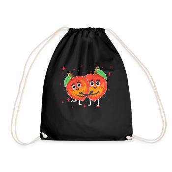 Cute Persimmon Couple Hugging Persimmon Fruit - Turnbeutel - Schwarz - Vorne
