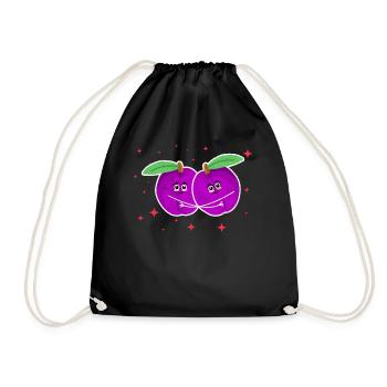 Cute Plum Couple Hugging Plum Fruit Lovers - Turnbeutel - Schwarz - Vorne