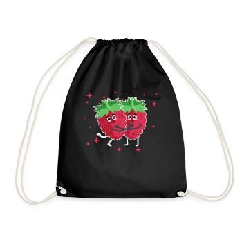 Cute Raspberry Couple Hugging Raspberry Fruit - Turnbeutel - Schwarz - Vorne