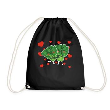 Mignon Couple d’épinards étreignant les épinards feuillus vert - Sac de sport léger - noir - Devant