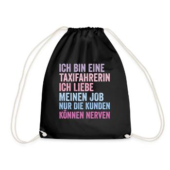 Taxifahrer Ortskenntnis Arbeit Lustiger Taxifahrer - Turnbeutel - Schwarz - Vorne