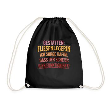 Fliesenleger Spruche Treppenfliesenverlegung - Turnbeutel - Schwarz - Vorne
