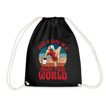 Just a Girl in a Muay Thai World - Drawstring Bag - black - Front