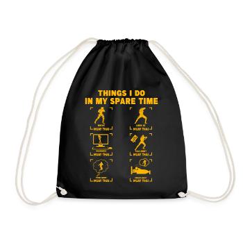 Dinge, die ich in meiner Freizeit mache Muay Thai - Turnbeutel - Schwarz - Vorne
