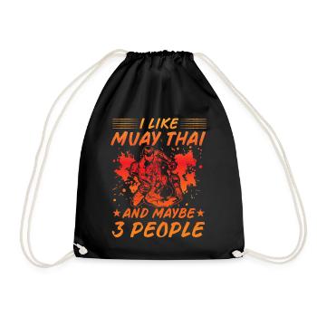 I like Muay thai and maybe 3 People - Drawstring Bag - black - Front