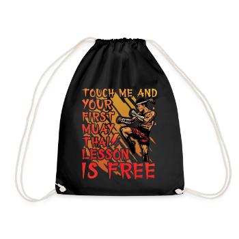 Touch me and your first Muay Thai lesson is free - Drawstring Bag - black - Front