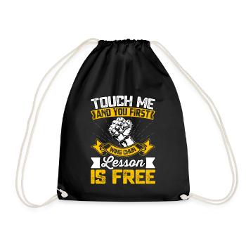 Touch me and your first Wing Chun lesson is free - Drawstring Bag - black - Front