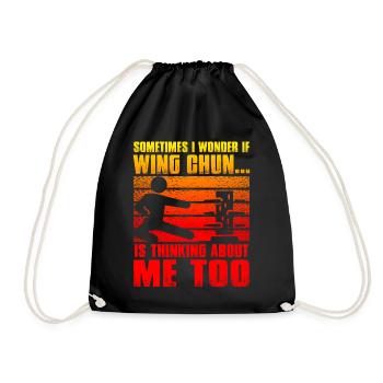 Sometimes I wonder if Wing Chun is thinking about - Drawstring Bag - black - Front